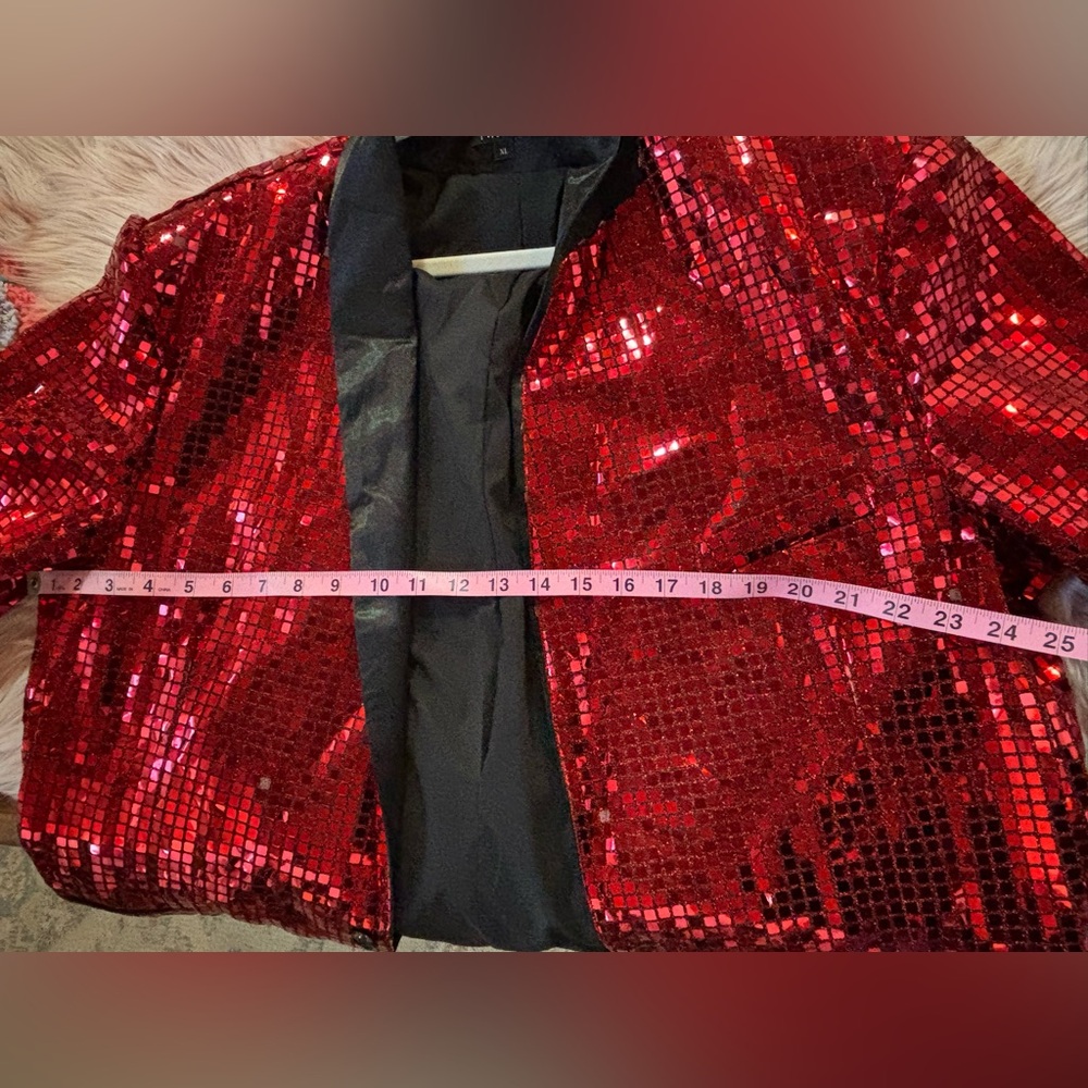 Men's Red Sequin Performance Jacket - Picture 5 of 12